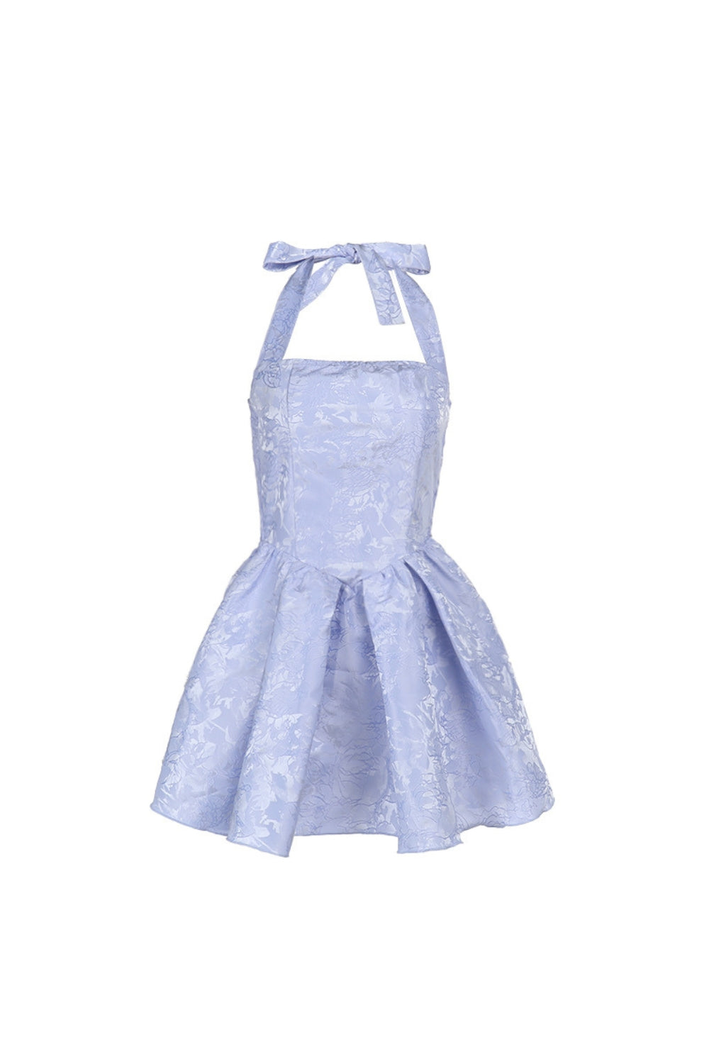 DEBORAH HALTER FLORAL FLARE MINI DRESS BLUE
