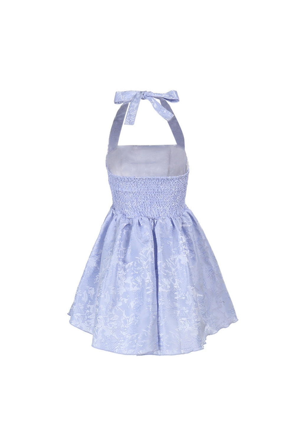 DEBORAH HALTER FLORAL FLARE MINI DRESS BLUE