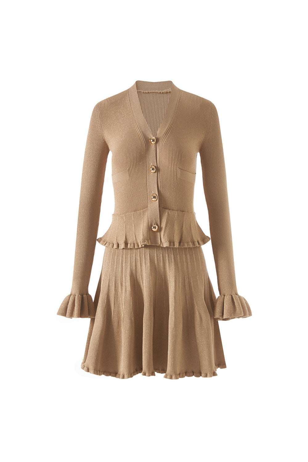 ALISA GOLD LUREX PEPLUM PARTY MINI DRESS