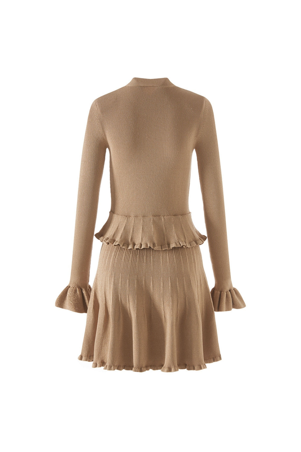 ALISA GOLD LUREX PEPLUM PARTY MINI DRESS