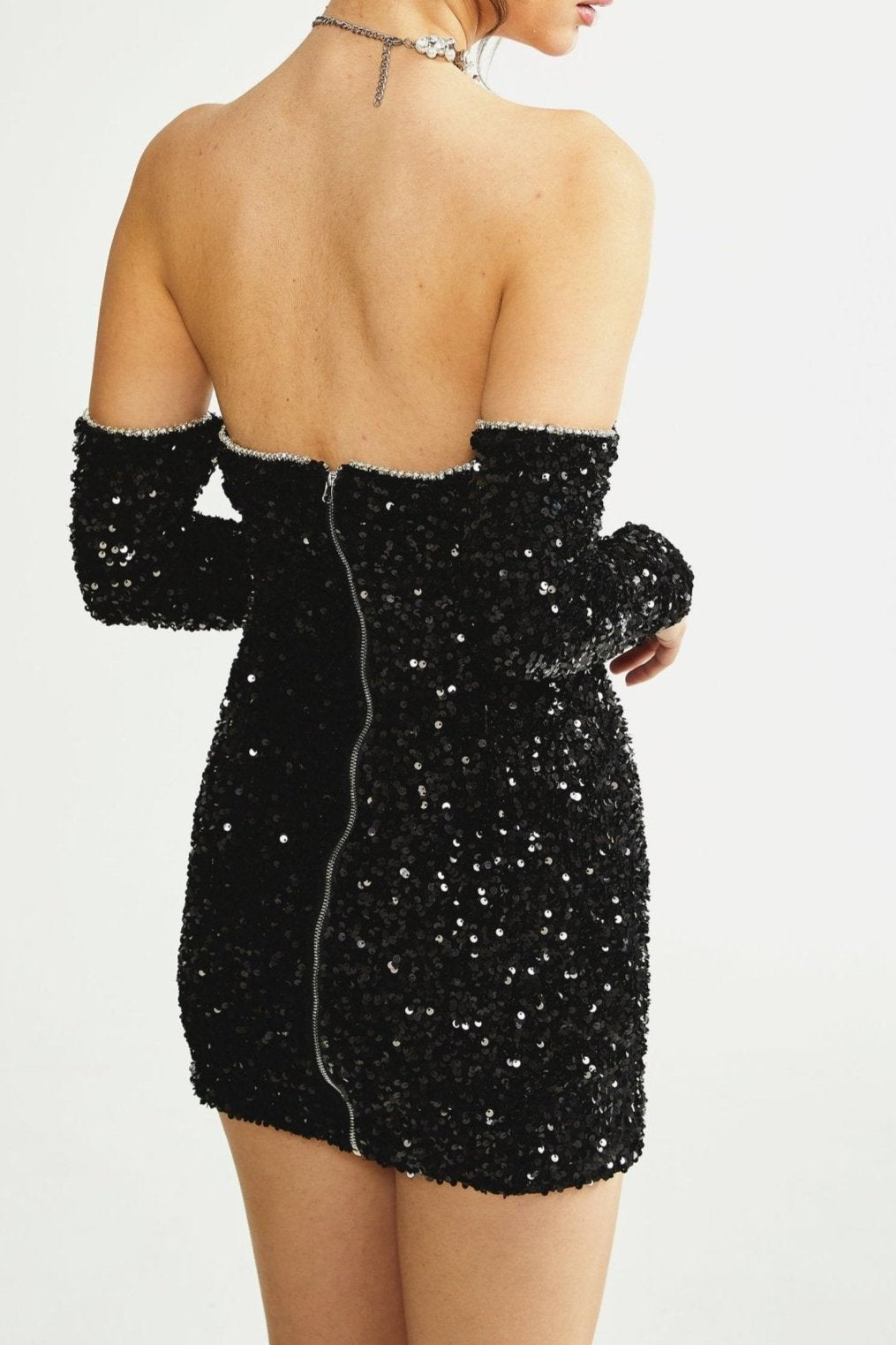 MERCÉDÈS BLACK EMBELLISHED PARTY DRESS