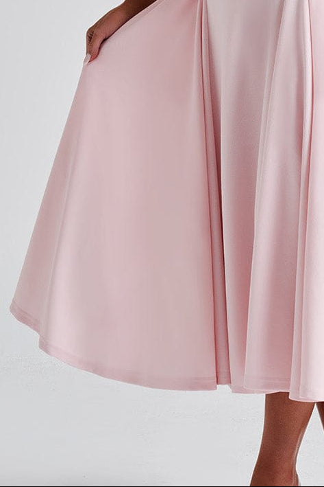 MIRANDA BLUSH MIDI DRESS - A-LINE WEDDING GUEST