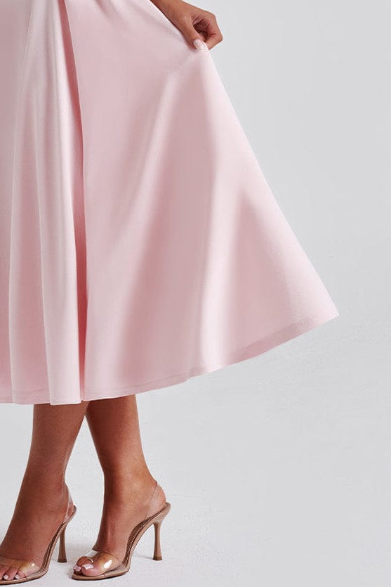MIRANDA BLUSH MIDI DRESS - A-LINE WEDDING GUEST