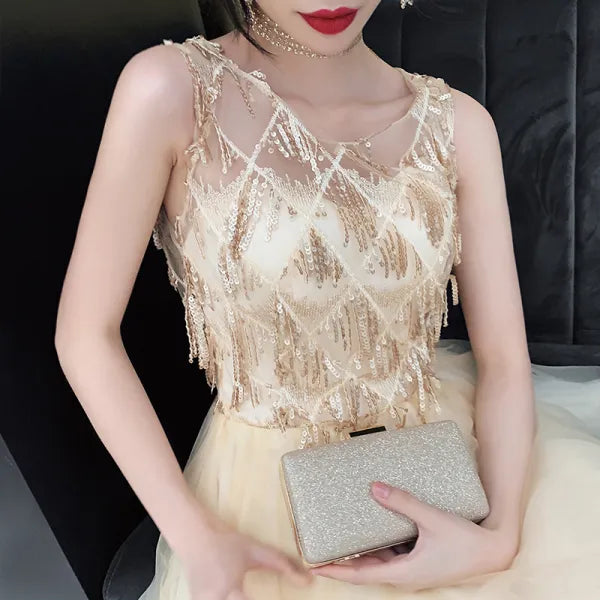SEQUIN HOMECOMING DRESS, GOLD, SLEEVELESS MINI