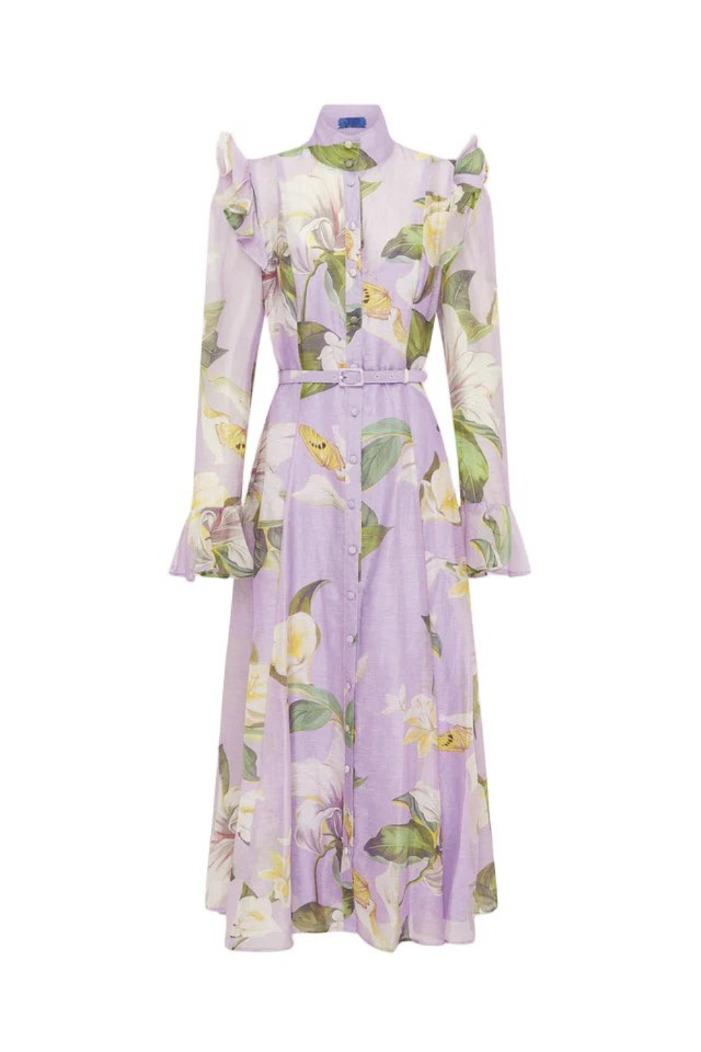 BUTTERFLY SLEEVE LILAC MIDI DRESS, FLORAL PRINT, WEDDING GUEST