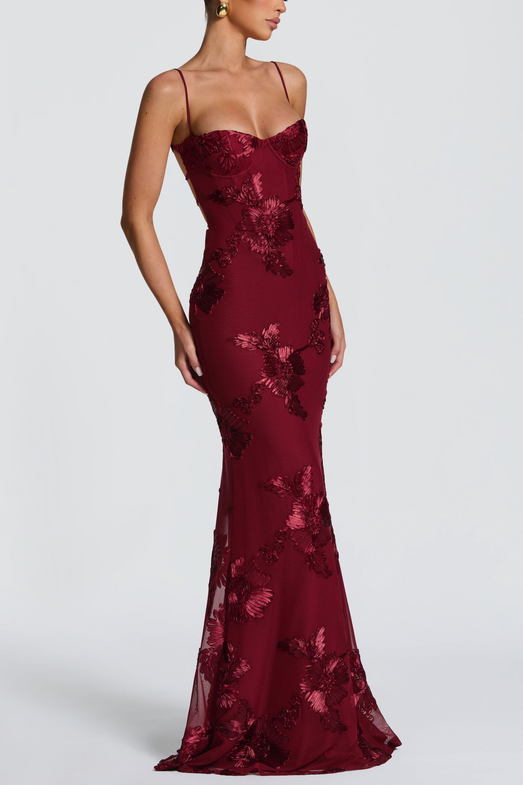 NEFERTITI MAXI DRESS BURGUNDY A-LINE FORMAL