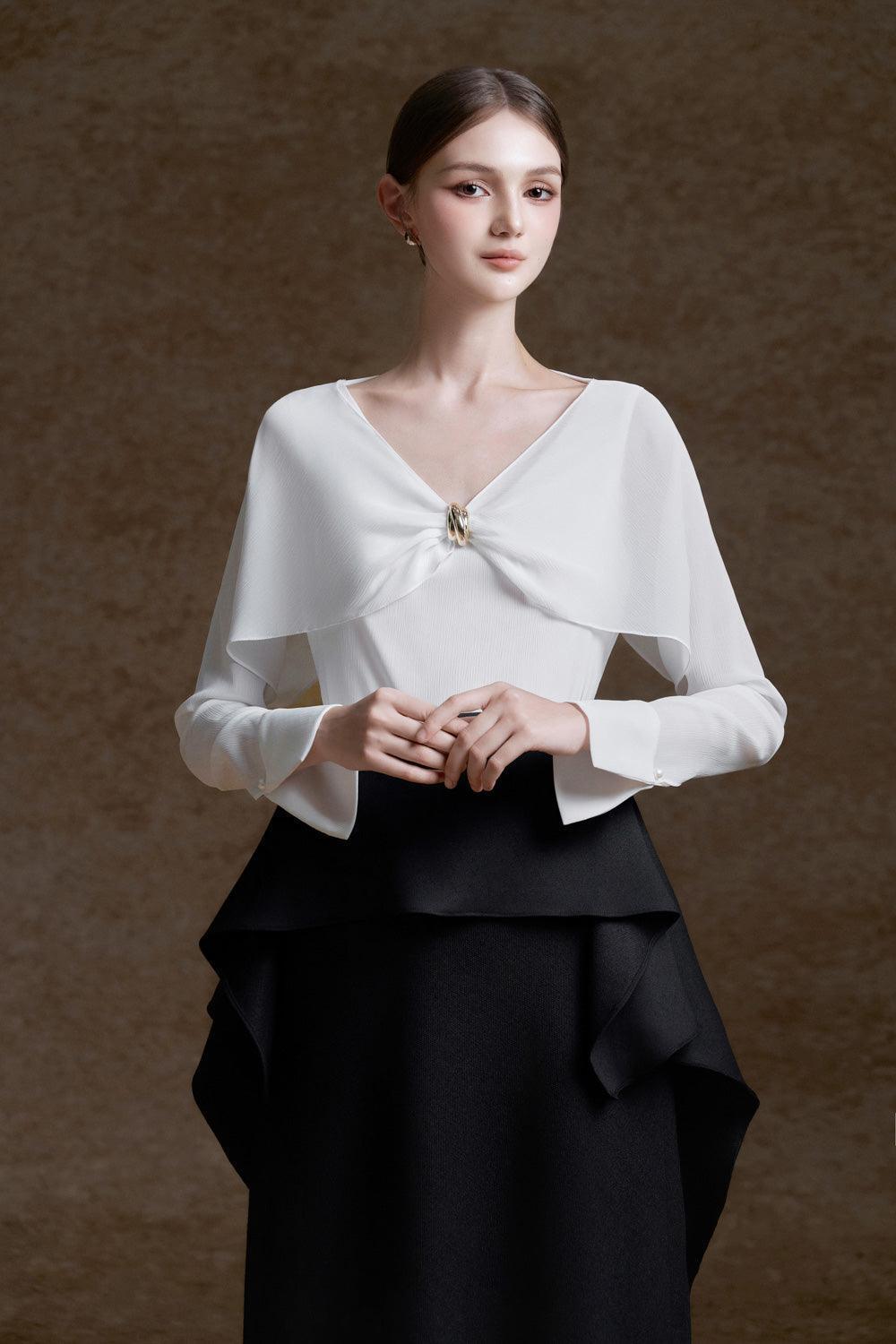 NELLY STRAIGHT RUFFLED MIDI SKIRT FOR WEDDING