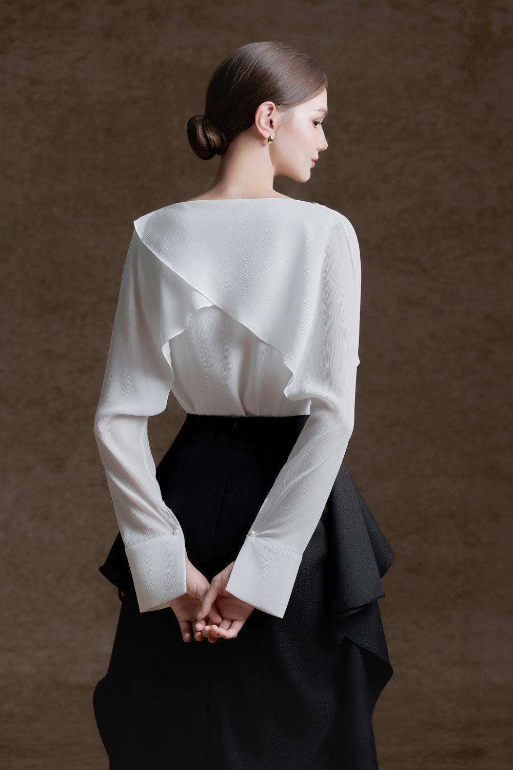 NELLY STRAIGHT RUFFLED MIDI SKIRT FOR WEDDING