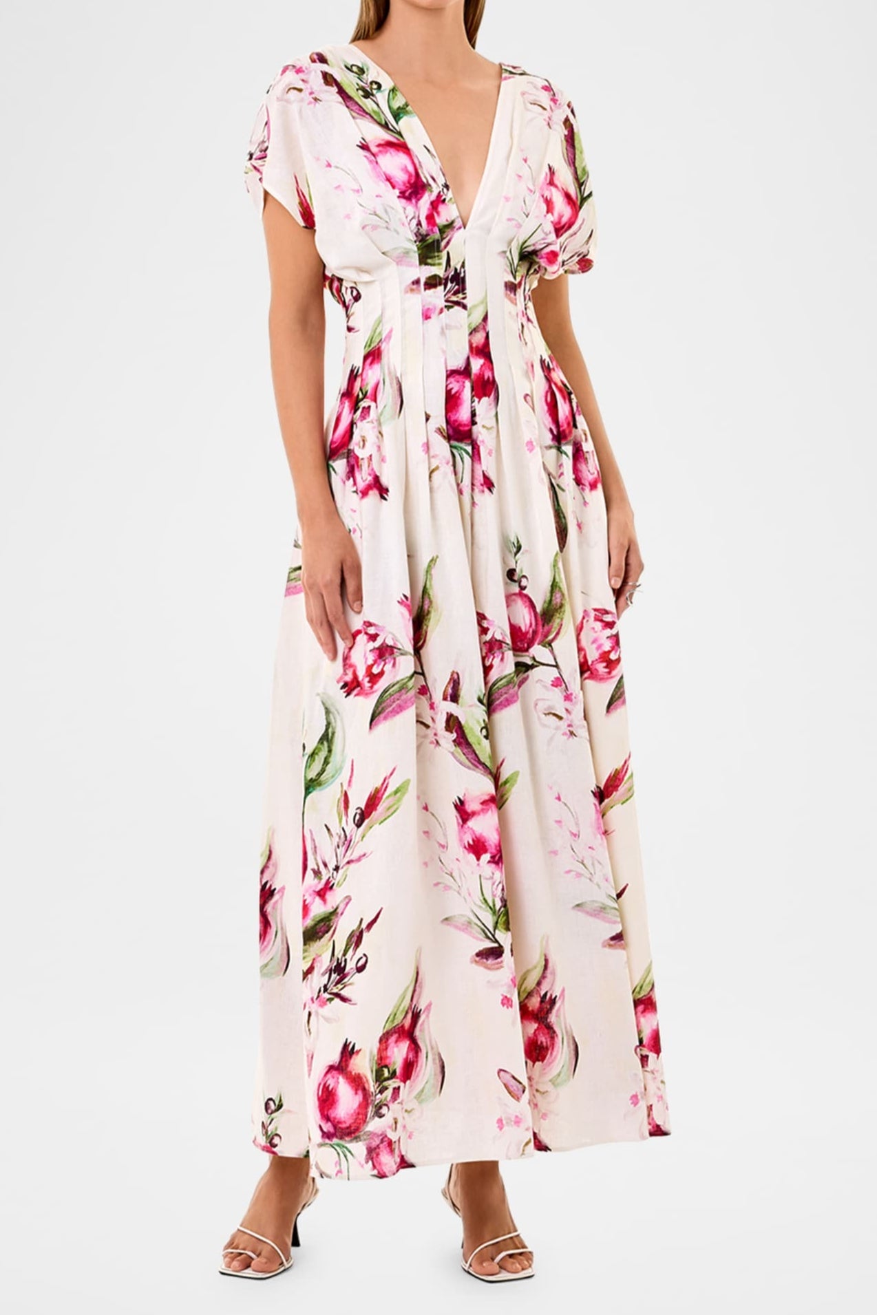 nm_4990803_100030_a SONYA FLORAL PLEATED MAXI DRESS WHITE