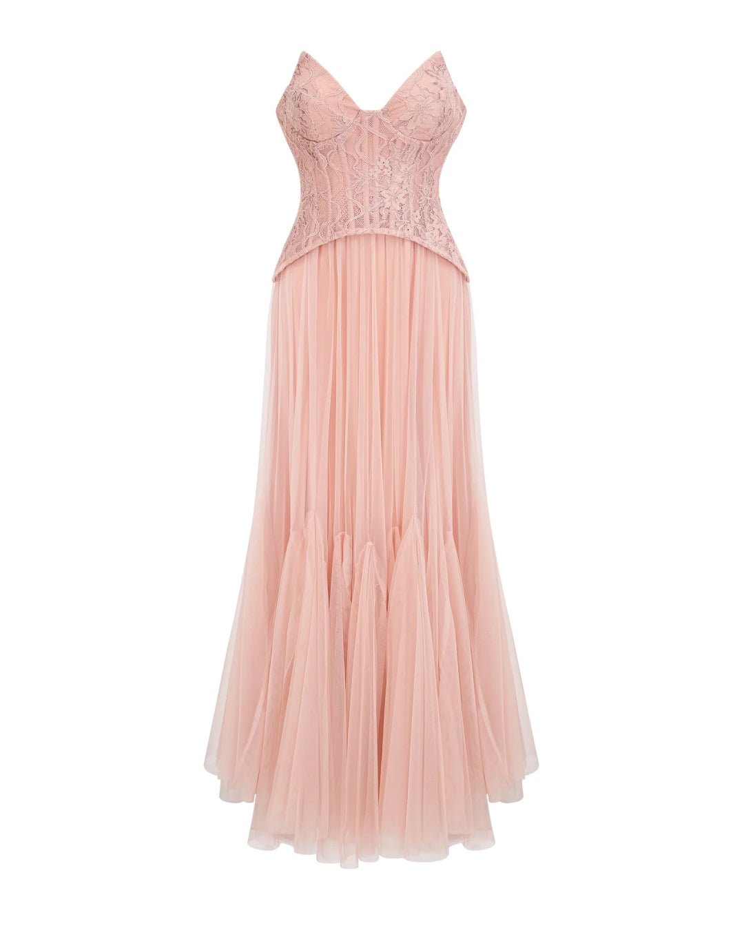 BLUSH TIFFANY LACE CORSET TULLE MAXI DRESS