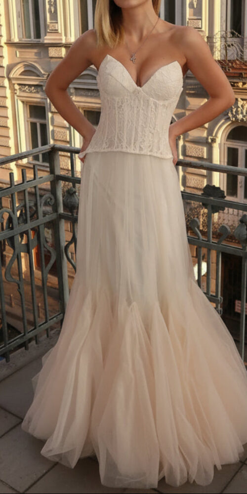 tiffany Lace Corset Tulle Maxi Dress – Apricot tiffany Lace Corset Tulle Maxi Dress – Apricot