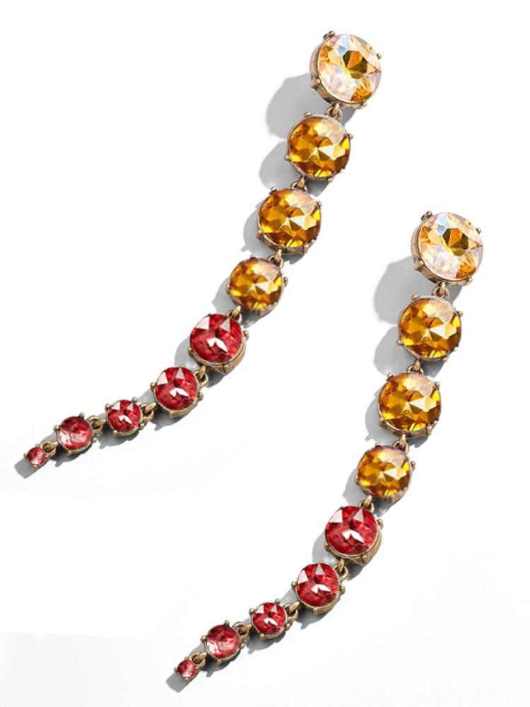 ODELIA RAINBOW DIAMANTE CHAIN HOOP EARRINGS FOR PARTY