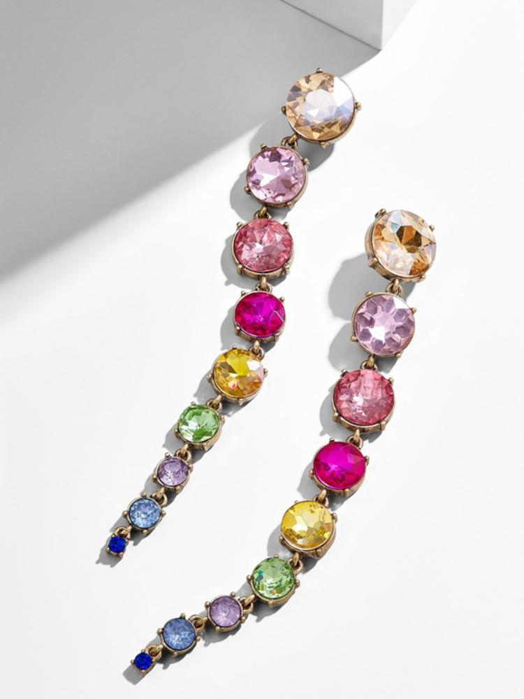 ODELIA RAINBOW DIAMANTE CHAIN HOOP EARRINGS FOR PARTY