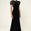 JESSIE RUFFLE SLEEVE OPEN BACK MAXI DRESS BLACK