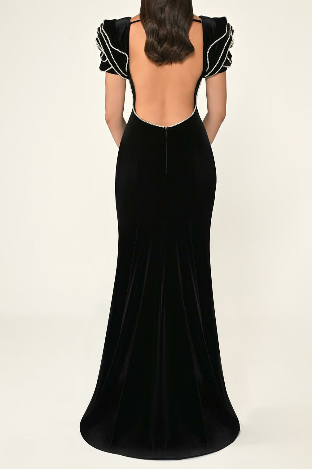 JESSIE RUFFLE SLEEVE OPEN BACK MAXI DRESS BLACK