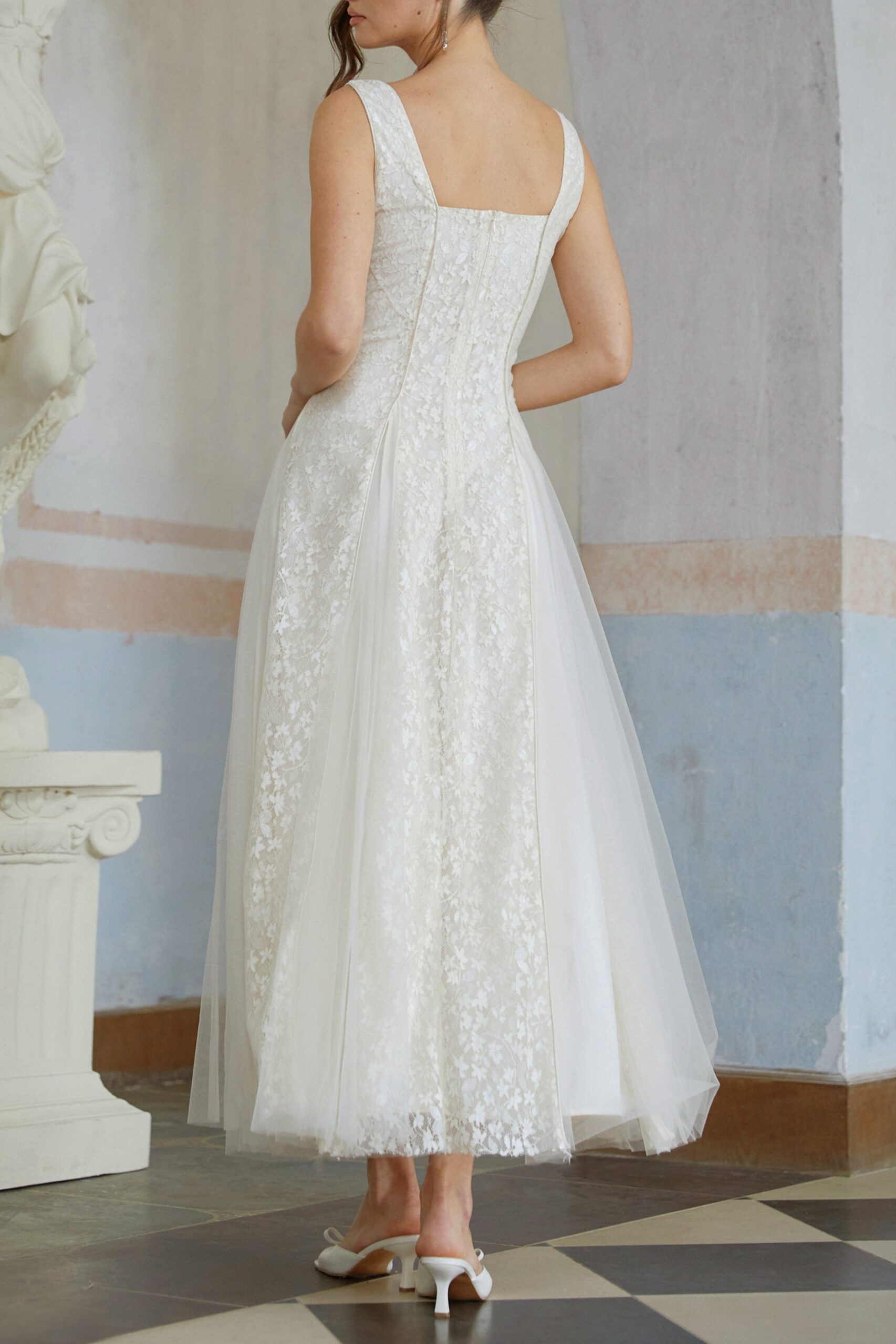 JESSICA WHITE LACE TULLE MAXI DRESS