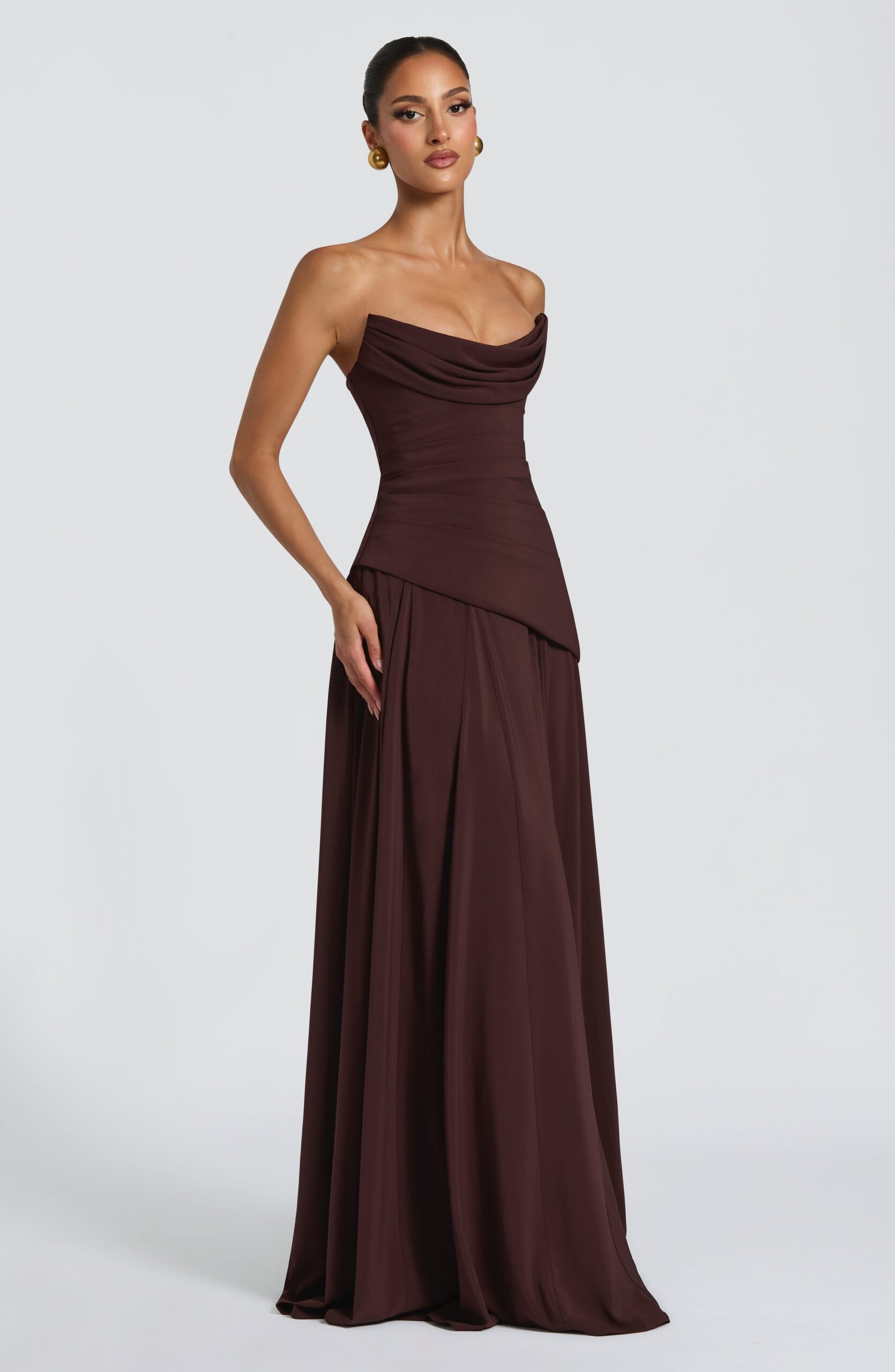 PATRICIA MAXI DRESS - PLUM BROWN