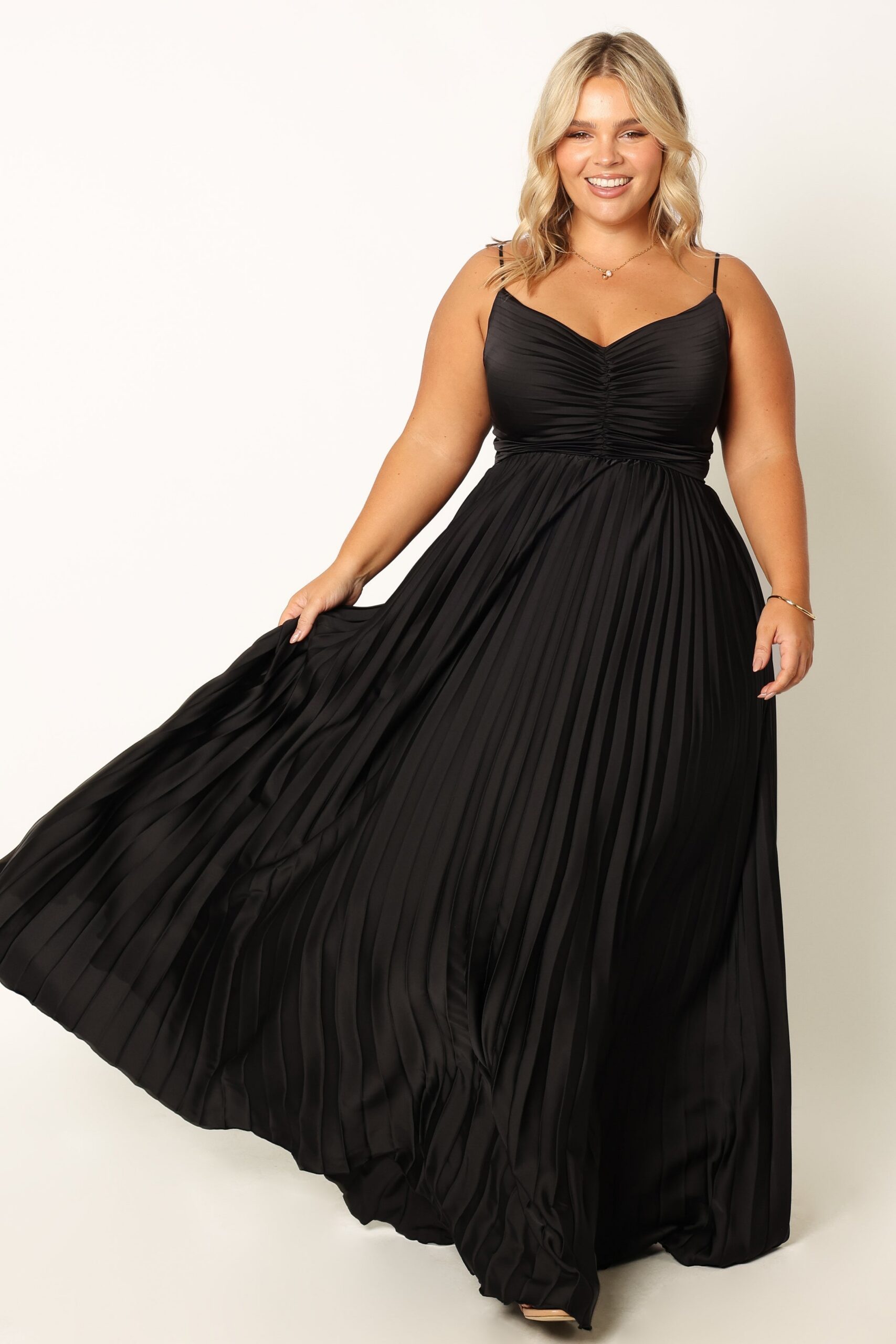 NAIRA PLEATED MAXI BLACK DRESS