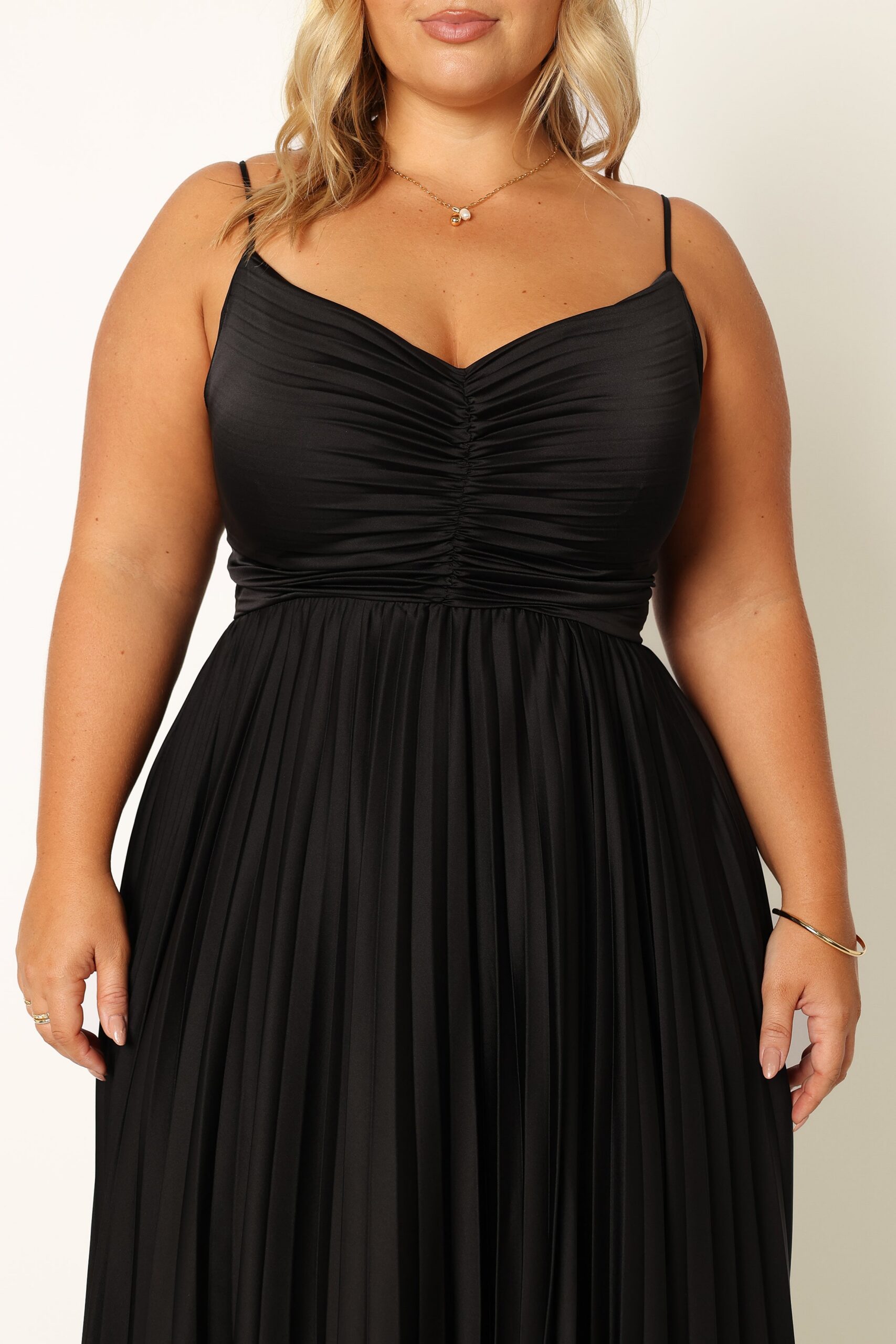NAIRA PLEATED MAXI BLACK DRESS