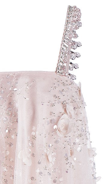 ZOLA PINK EMBROIDERED LOOSE DOLL PARTY DRESS