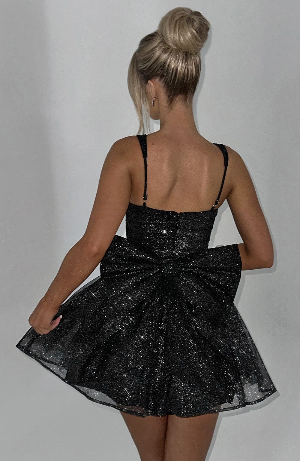 JACQUELINE MINI DRESS BLACK SPARKLE COCKTAIL PARTY