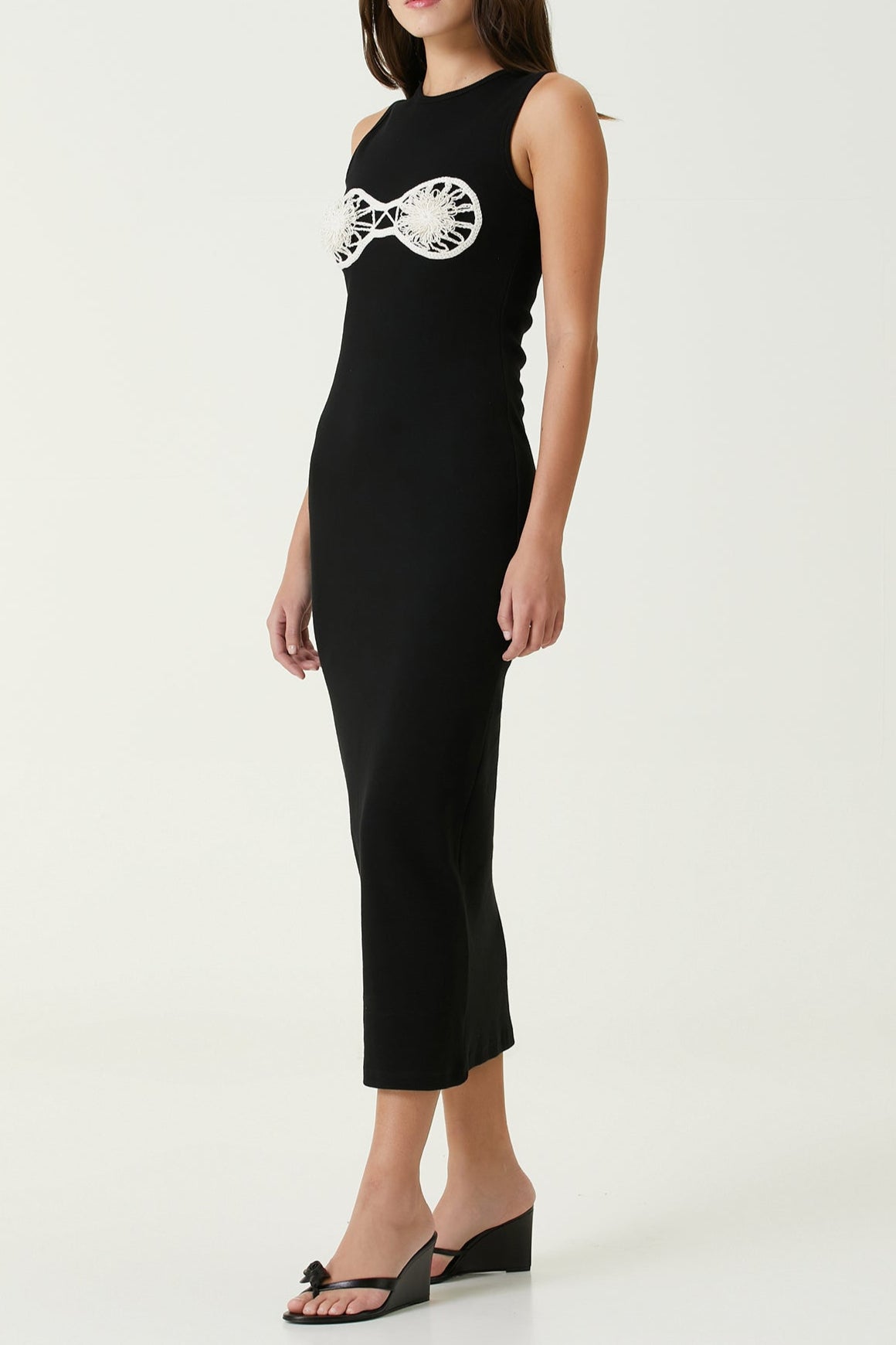 CAROL BLACK CROCHET MIDI TANK DRESS