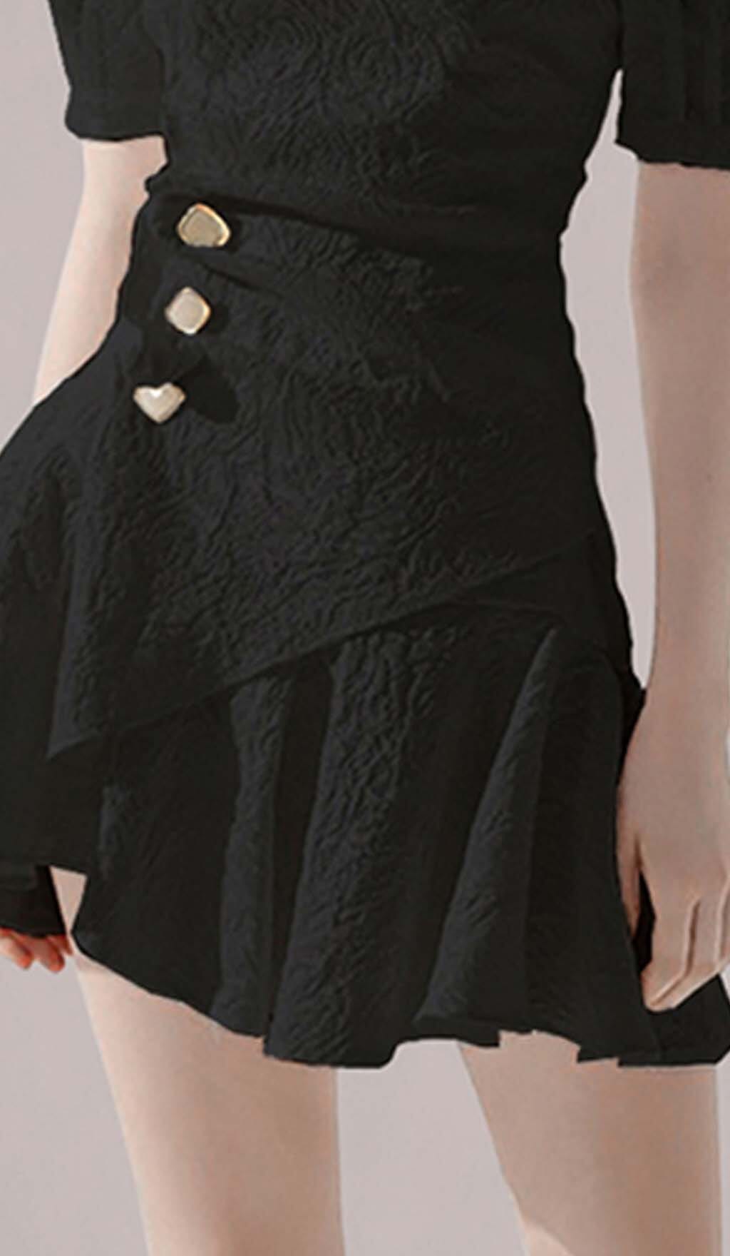 PUFFY SLEEVE BUTTON MINI DRESS WHITE