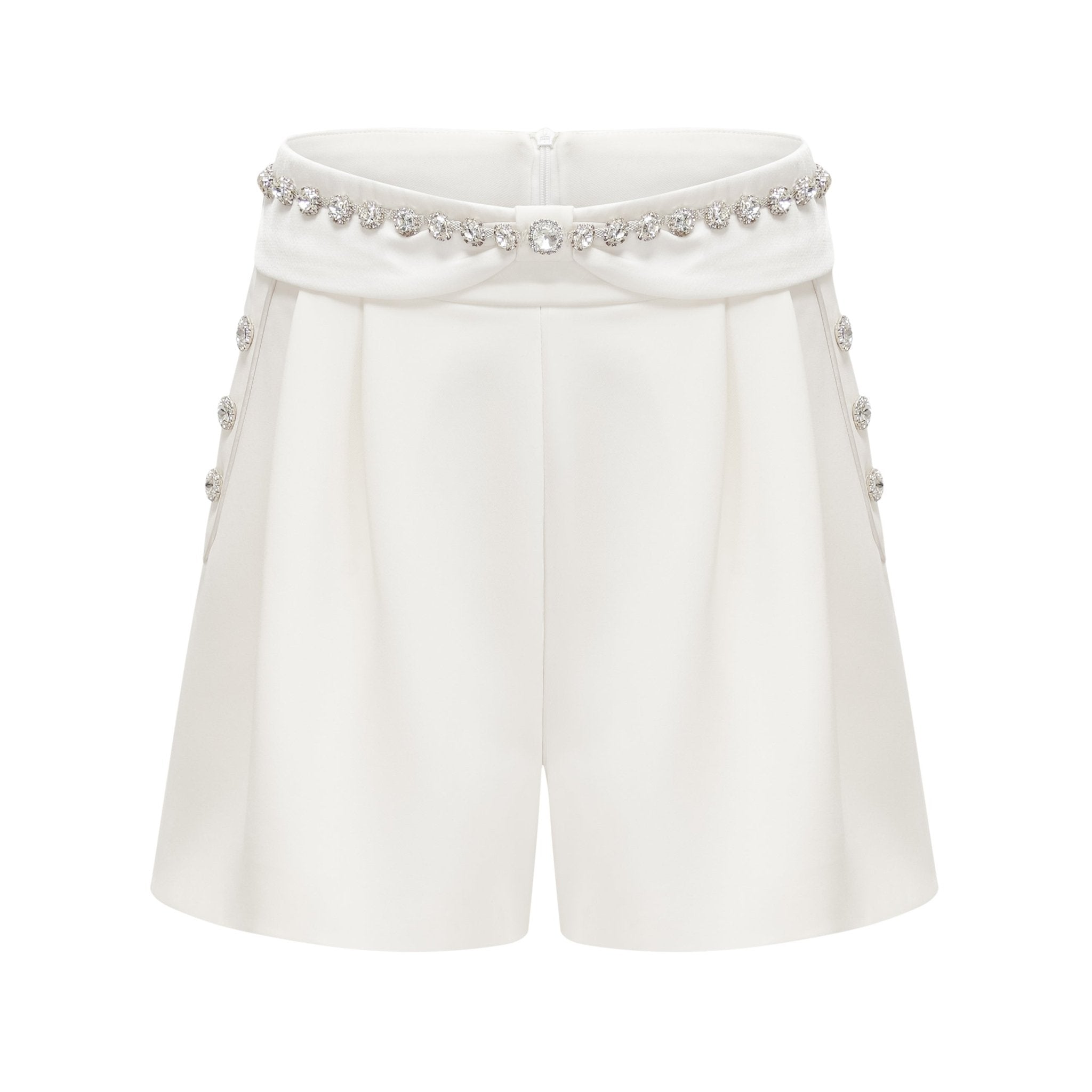 QUILLEVA CROPPED JACKET & SHORTS SET, EMBELLISHED PARTY WEAR