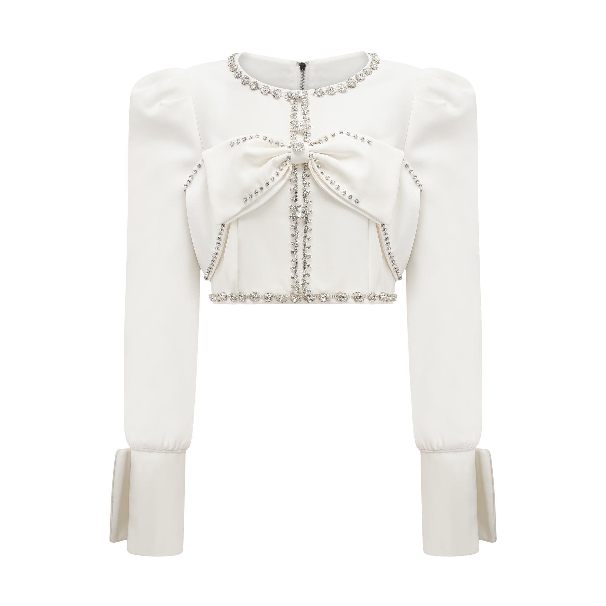 QUILLEVA CROPPED JACKET & SHORTS SET, EMBELLISHED PARTY WEAR