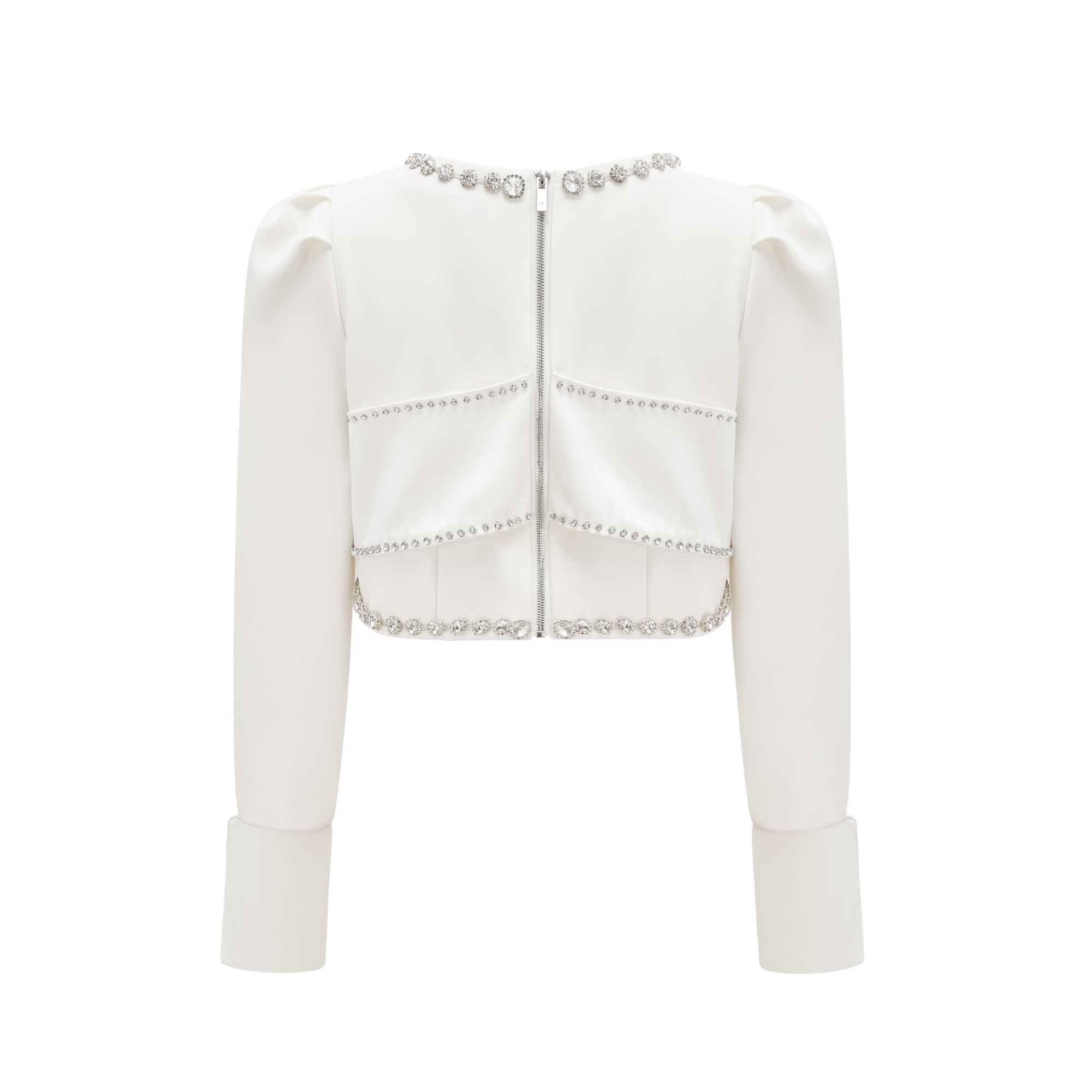 QUILLEVA CROPPED JACKET & SHORTS SET, EMBELLISHED PARTY WEAR