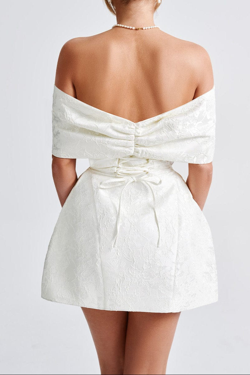 RAQUEL MINI DRESS IVORY WEDDING GUEST