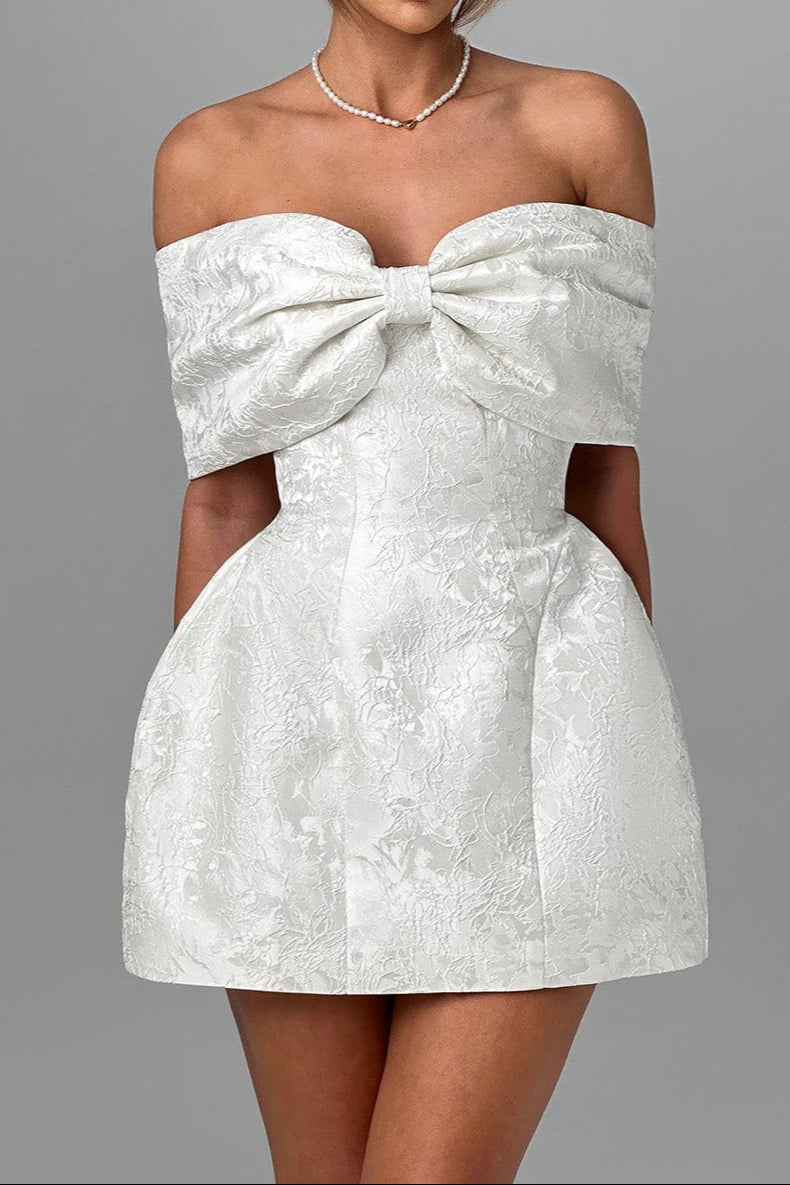 RAQUEL MINI DRESS IVORY WEDDING GUEST