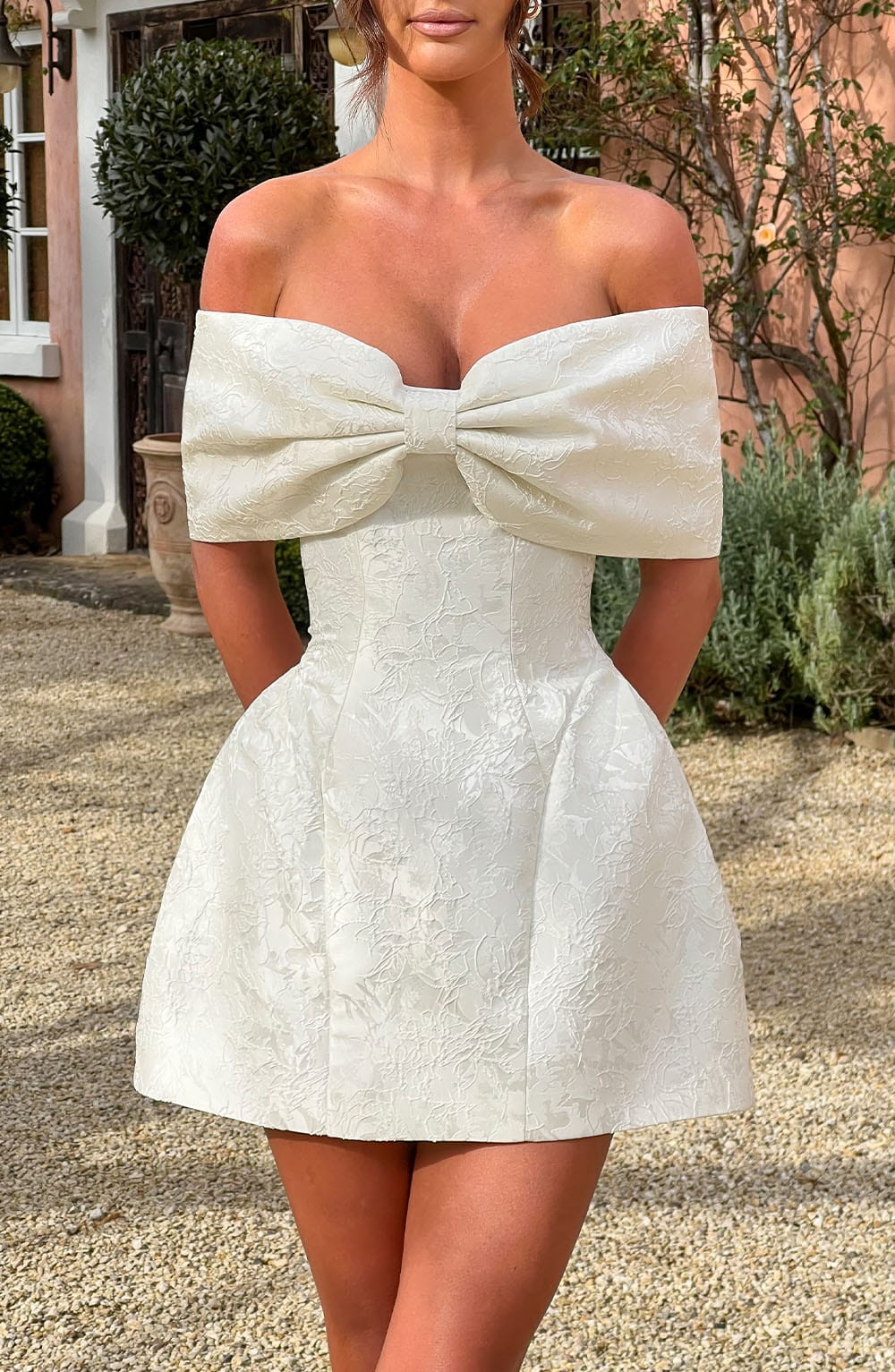 RAQUEL MINI DRESS IVORY WEDDING GUEST