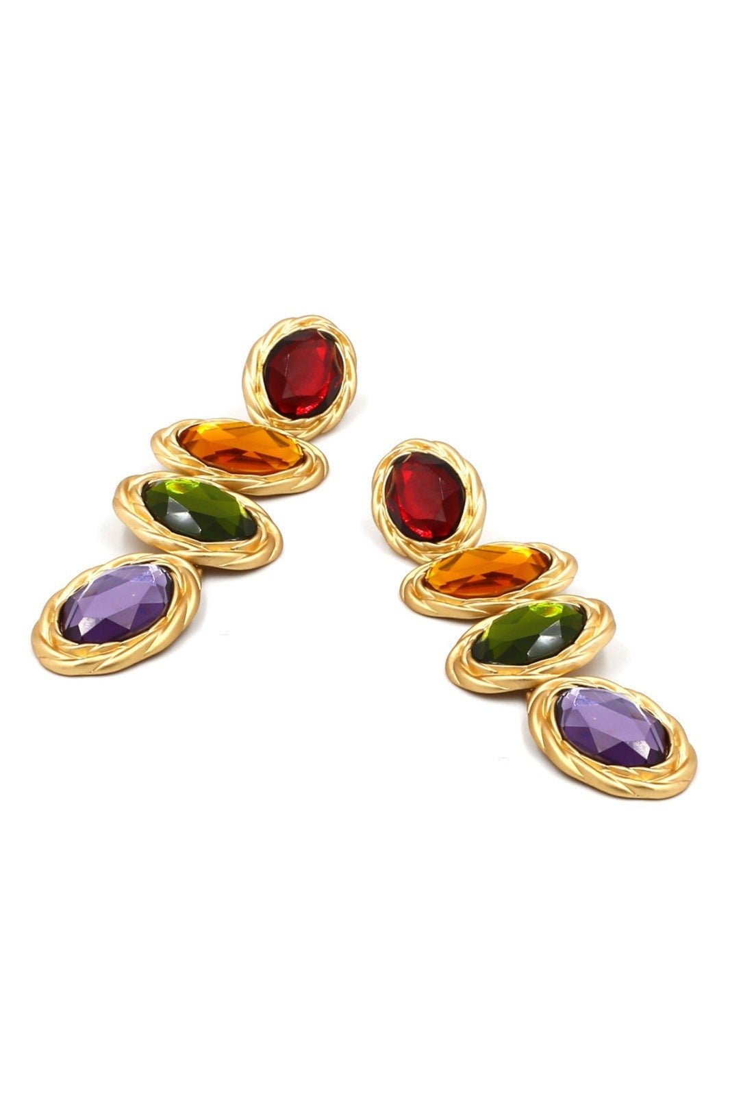 RETRO FRAME GEM DROP EARRINGS FOR WEDDING