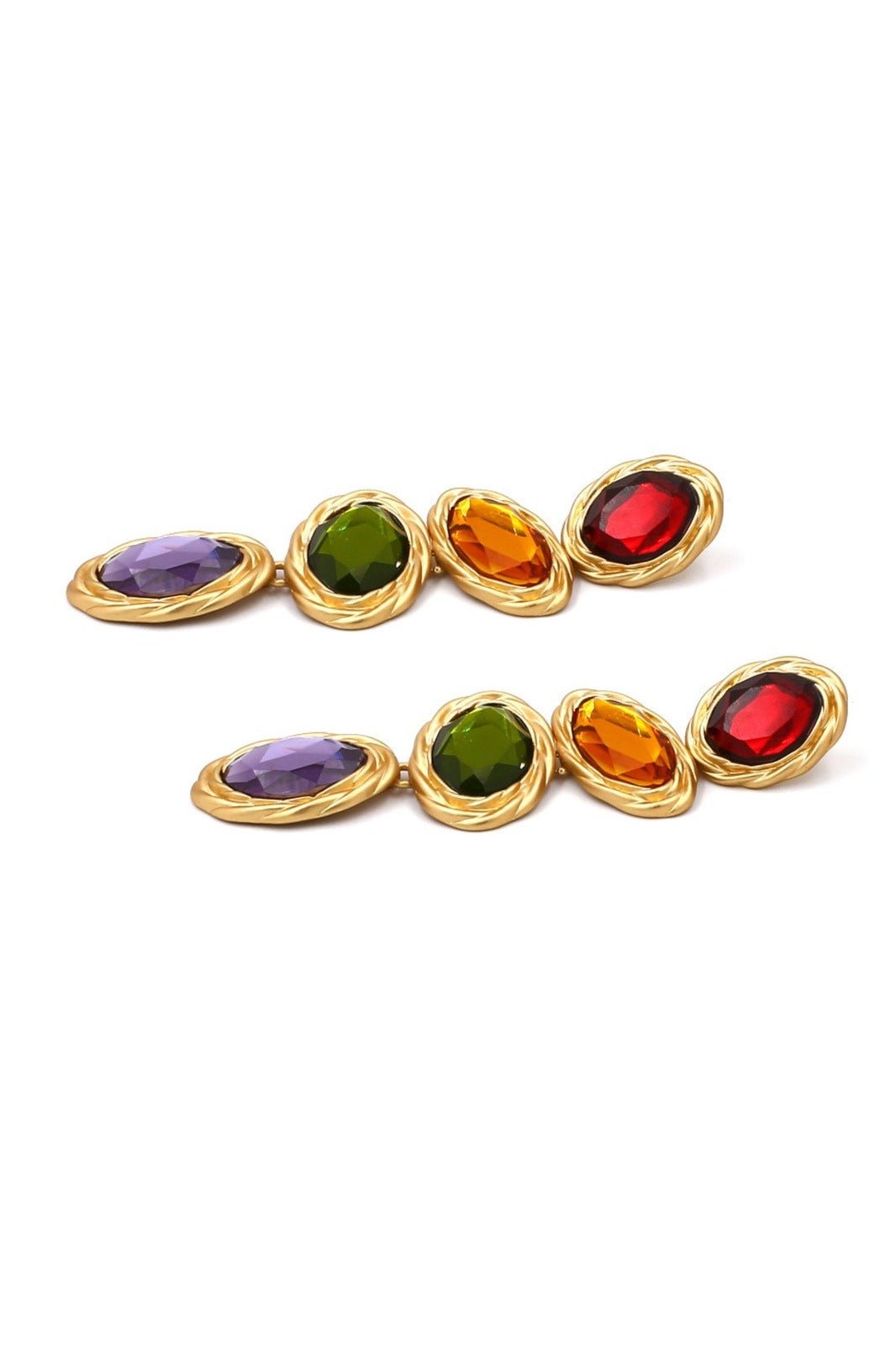 RETRO FRAME GEM DROP EARRINGS FOR WEDDING