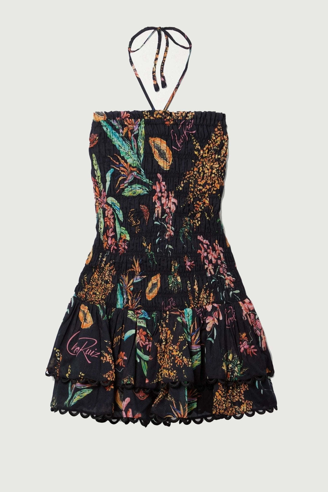 ROSA SHIRRED PRINTED MINI DRESS FOR PARTY