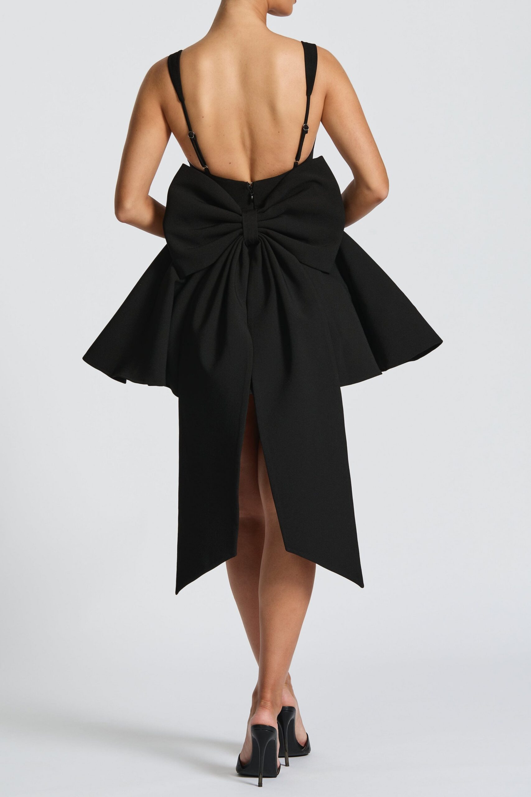 KRISTIN BACK BOW MINI DRESS - BLACK PARTY STYLE