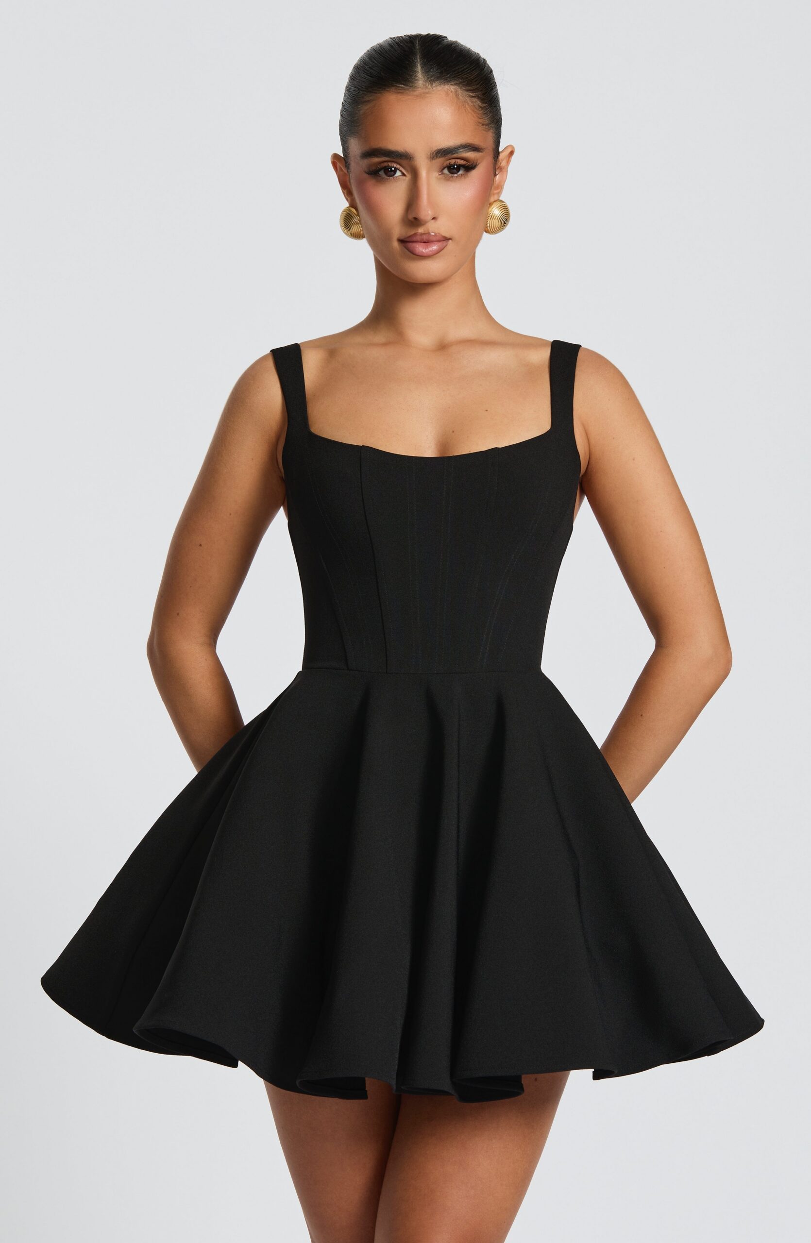 KRISTIN BACK BOW MINI DRESS - BLACK PARTY STYLE
