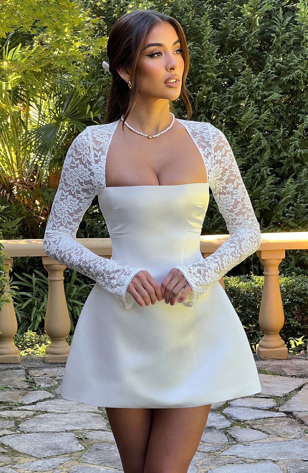 SADIE MINI DRESS IVORY - ELEGANT WEDDING GUEST STYLE
