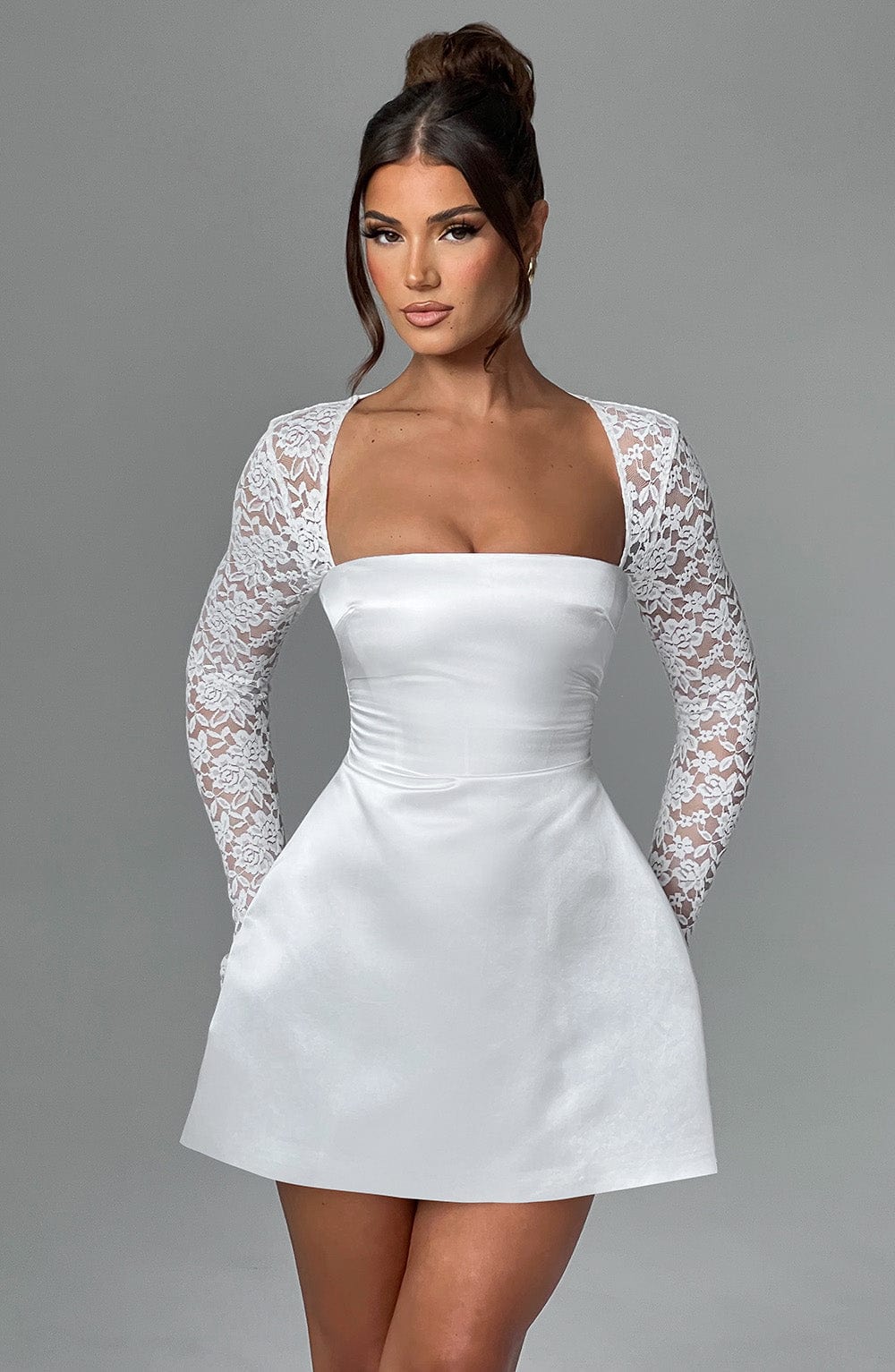 SADIE MINI DRESS IVORY - ELEGANT WEDDING GUEST STYLE