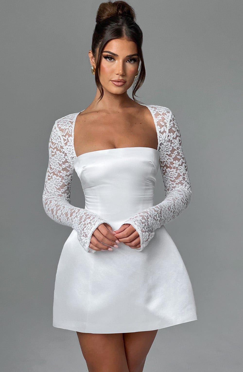 SADIE MINI DRESS IVORY - ELEGANT WEDDING GUEST STYLE
