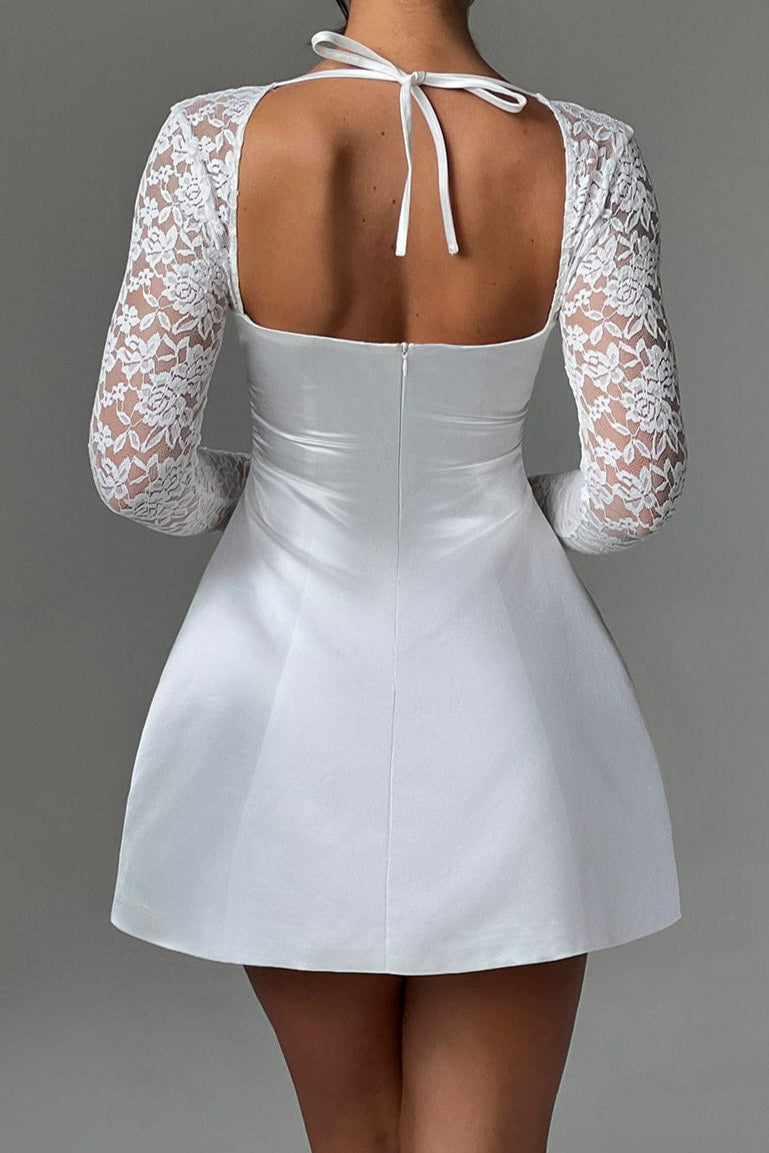 SADIE MINI DRESS IVORY - ELEGANT WEDDING GUEST STYLE