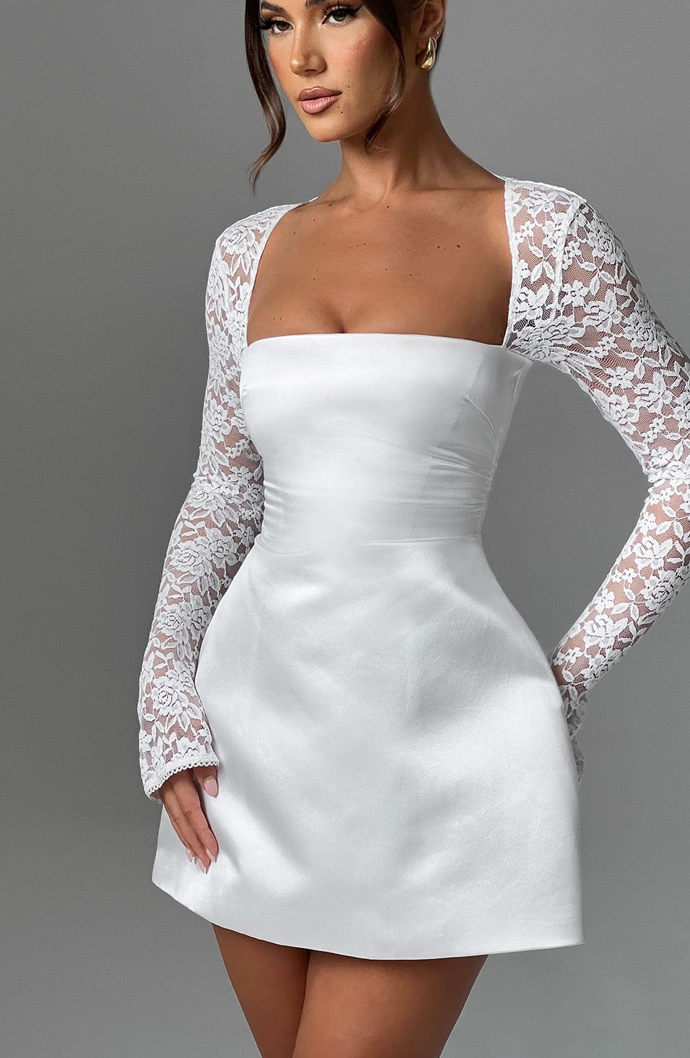 SADIE MINI DRESS IVORY - ELEGANT WEDDING GUEST STYLE