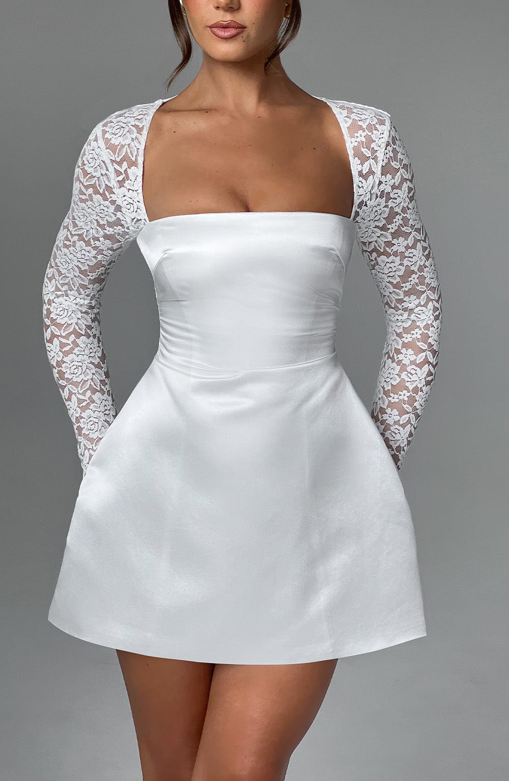 SADIE MINI DRESS IVORY - ELEGANT WEDDING GUEST STYLE