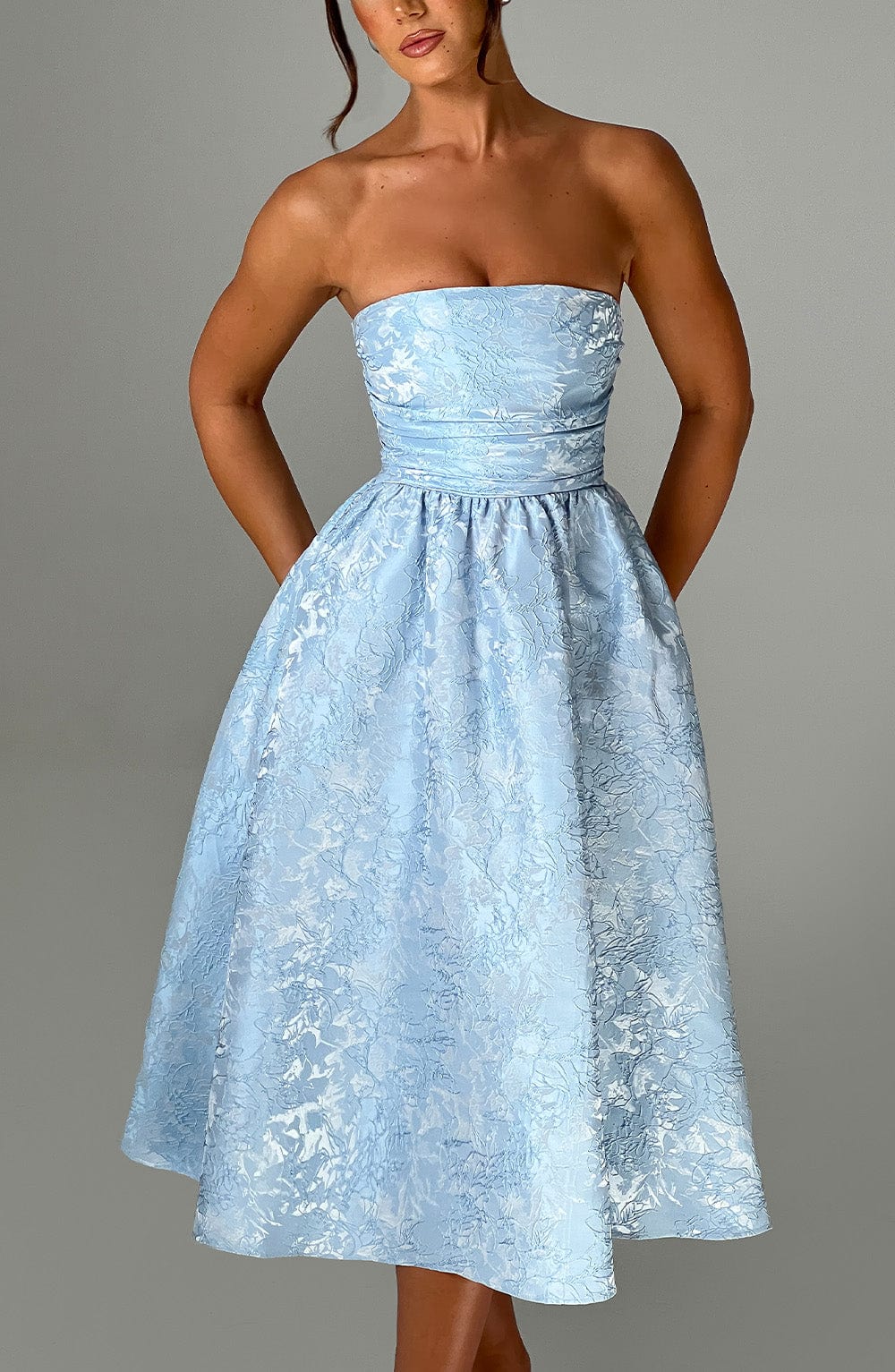 SAOIRSE BLUE MIDI DRESS - BOHO WEDDING GUEST
