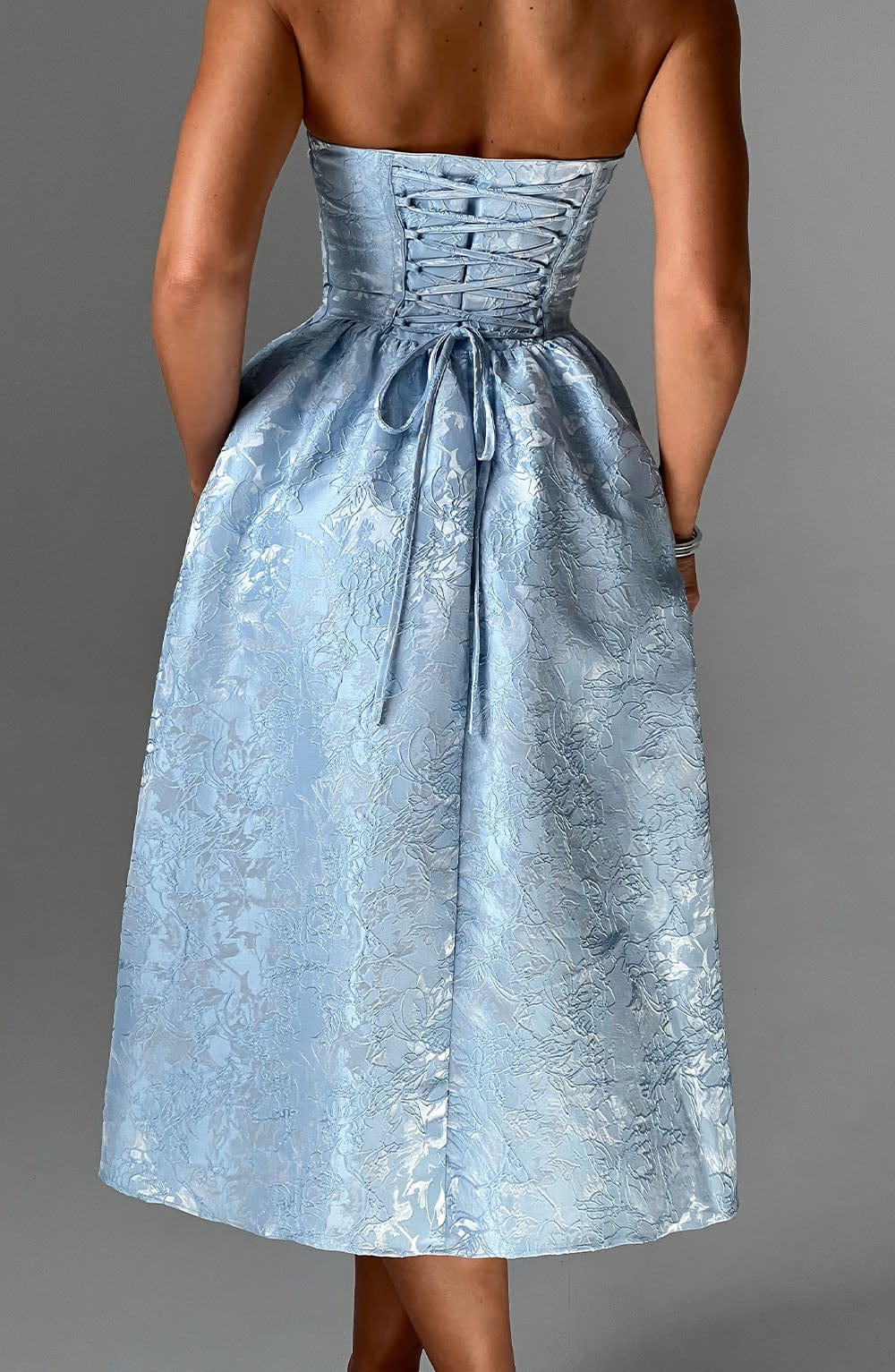 SAOIRSE BLUE MIDI DRESS - BOHO WEDDING GUEST
