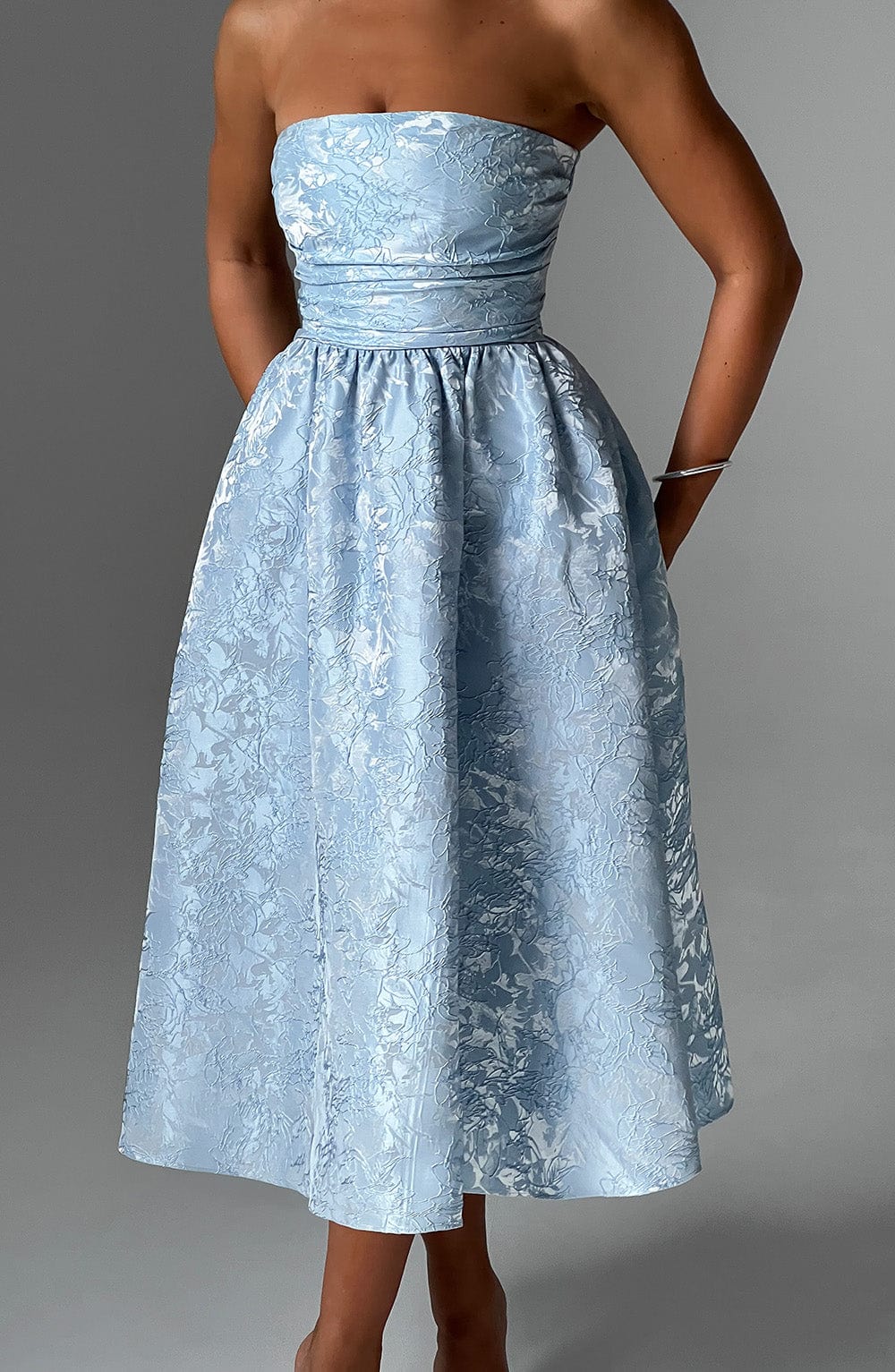 SAOIRSE BLUE MIDI DRESS - BOHO WEDDING GUEST