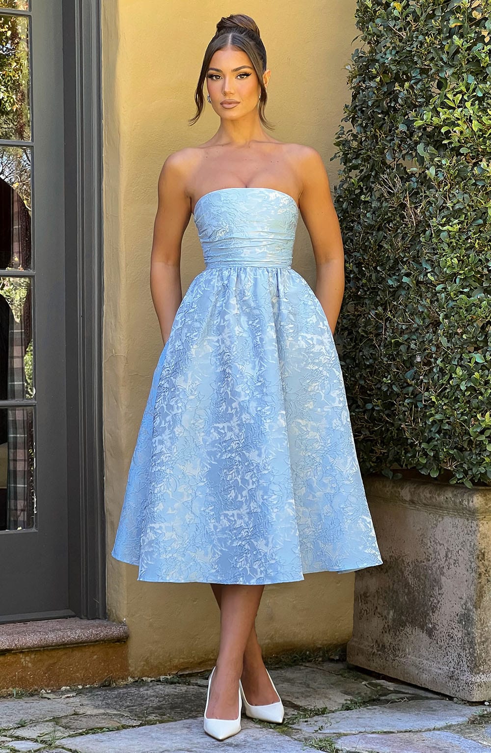 SAOIRSE BLUE MIDI DRESS - BOHO WEDDING GUEST