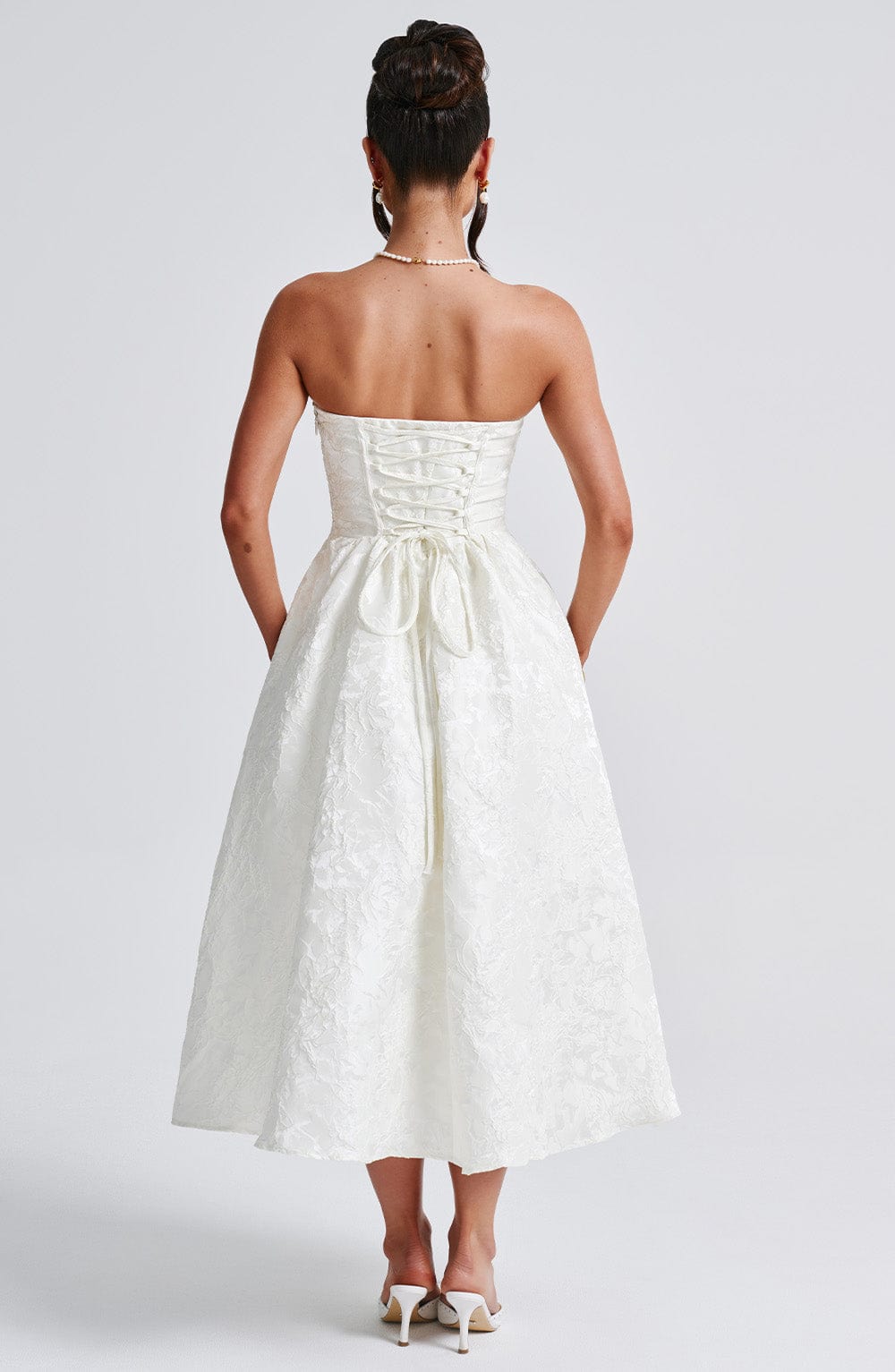 SAOIRSE MIDI DRESS IVORY - ELEGANT WEDDING GUEST STYLE