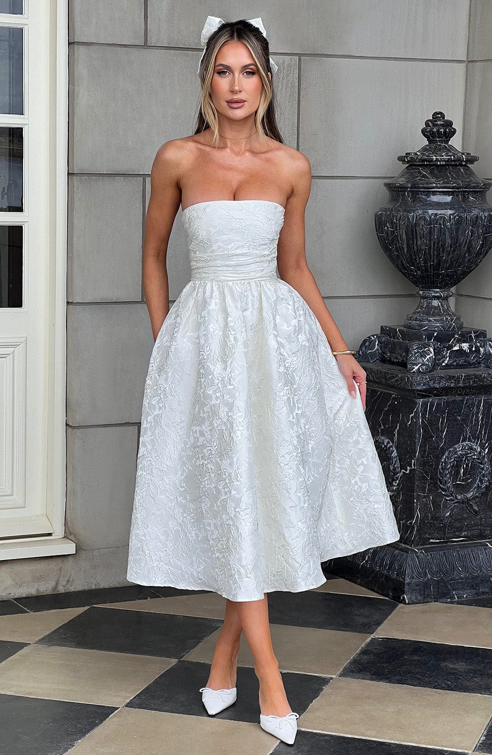 SAOIRSE MIDI DRESS IVORY - ELEGANT WEDDING GUEST STYLE